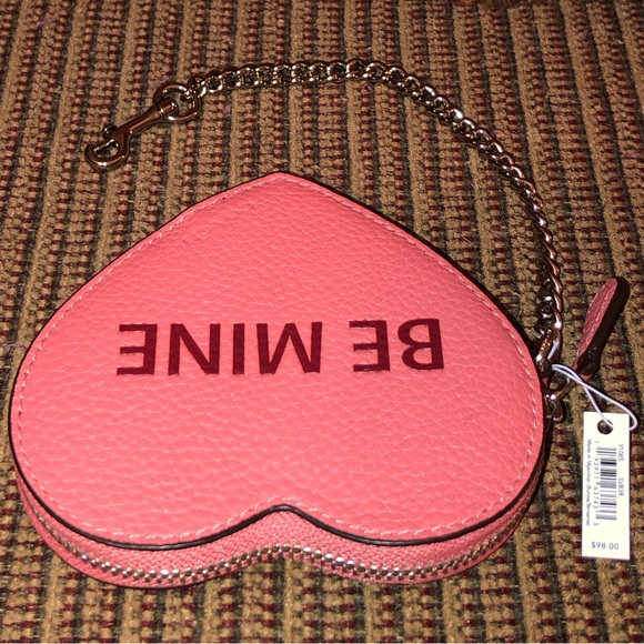 NWT-Coach-Leather ❤️ Heart 💖 Coin Purse-Be Mine/XOXO-Red & Pink-Bag Charm - Picture 4 of 14